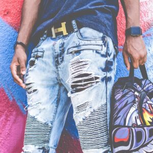 bag, denim, fashion, graffiti, man, pants, person, blue fashion, denim, denim, denim, pants, pants, pants, pants, pants